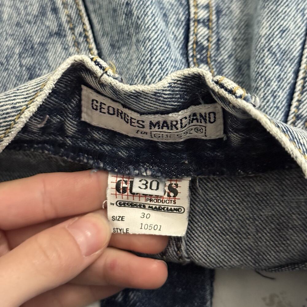 Vintage Waist 27 80s Georges Marciano Guess High Waist Acid Wash Denim Skirt USA - Picture 7 of 8